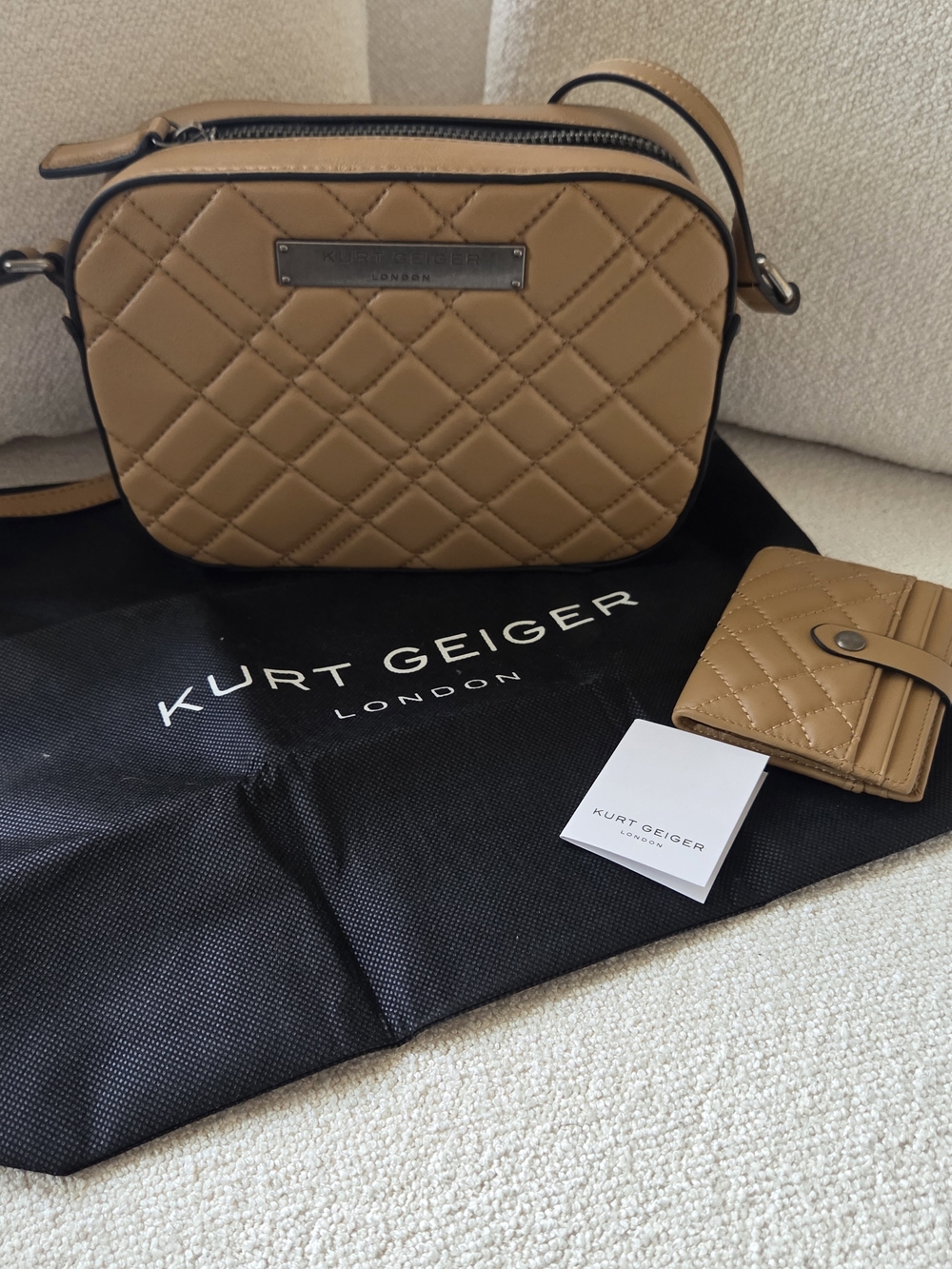 Kurt Geiger Quilted Crossbody Bag in Tan